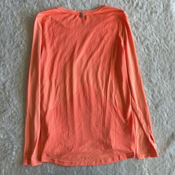 NWT Danskin Now Womens Orange Semi Fitted Athletic Long Sleeve Top Base Layer- L - Picture 3 of 4